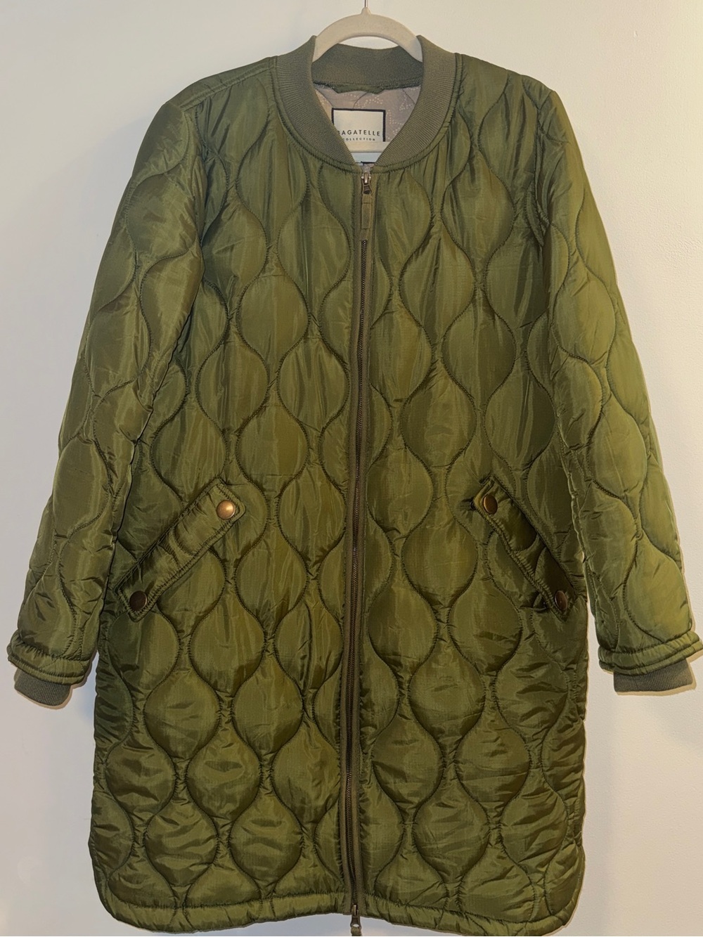 Bagatelle Olive Quilted Bomber Jacket | Size M